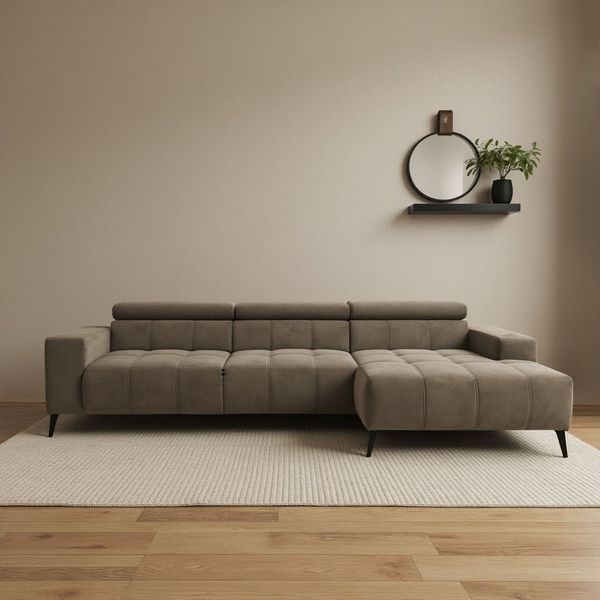 DOMO collection Ecksofa Trento L-Form, mit Kufenfuß oder Einzelfuß, wahlweise mit Kopfteilverstellung, Recamiere links/rechts bestellbar