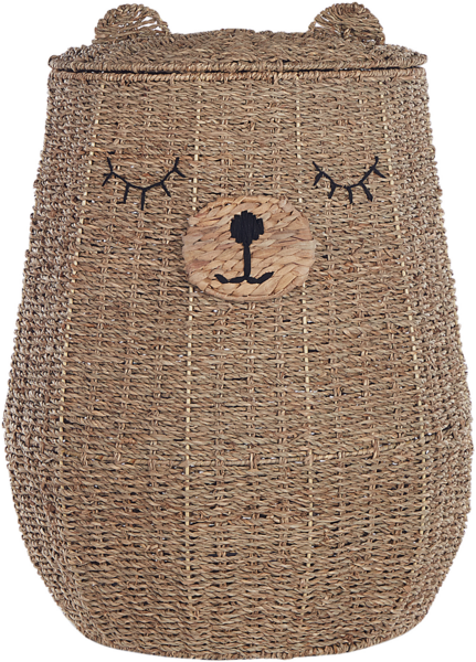 Aufbewahrungskorb mit Deckel Seegras naturfarben Bärenform 68 cm FULAN