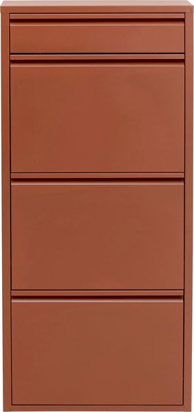 Kare Design Schuhschrank Caruso, Braun, Metall, mit 4 Klappen, Schuhablage für 6 Paar Schuhe, schmal, platzsparend, hoch, Schuhregal, Eingangsbereich, 115 x 50 x 15 cm