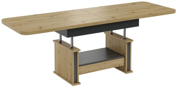 designimpex Couchtisch Design DA-555 Schublade höhenverstellbar ausziehbar 120/200 cm Tisch, Funktionstisch, Wohnzimmertisch, Tisch, Esstisch, Sofatisch, Schublade