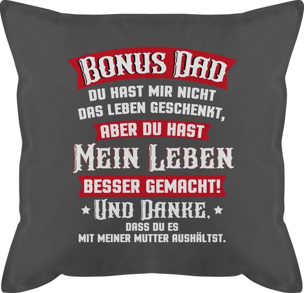 Shirtracer Dekokissen Bonus Dad - rot/weiß, Vatertagsgeschenk Kissen