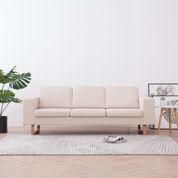 vidaXL 3-Sitzer-Sofa Stoff Cremeweiß [281382]