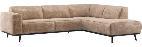 Ecksofa Statement aus Samt-Chenille, modern mit hohem Sitzkomfort, taupe, Stellvariante rechts