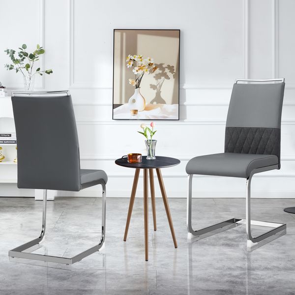 Stuhl 42x45 cm, ergonomisch gepolstert, Grau mit Metalllgestell