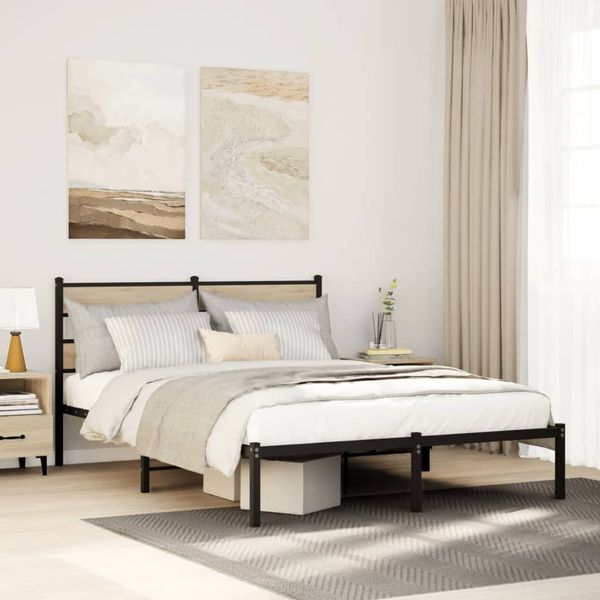 vidaXL Metallbett ohne Matratze Sonoma-Eiche 140x190 cm 4017102