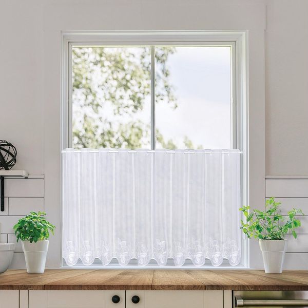 Gerster Scheibengardine Fabia, nach Maß (1 St), Durchzuglöcher, transparent, Voile, SB-Bistro "Fabia", maßgenaue Anfertigung