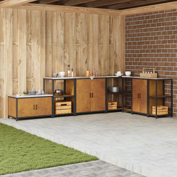 Küchenaufbewahrung, BuffetSchrank mit Regal Rostig 90x50x53 cm Stahl