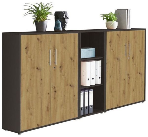 moebel-dich-auf Aktenschrank TABOR 8 (Aktenregale/Aktenschränke ideal für DIN A4 Ordner inkl. 4 Einlegeböden, Büroschrank abschließbar mit Griffen aus Edelstahl) Made in Germany