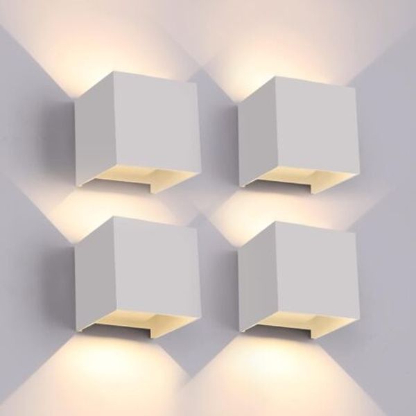 4er Set LED-Außenwandleuchten IP65 weiß warmweiß