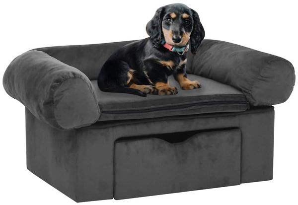 vidaXL Hundesofa mit Schublade Dunkelgrau 75x50x38 cm Plüsch 171079