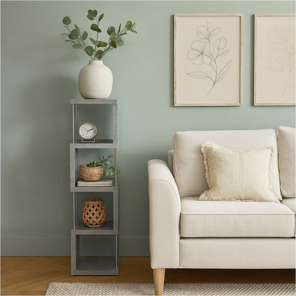 HTI-Living Regal Standregal 4 Fächer Thekla Beton, Stück 1-tlg, mit Metallstreben