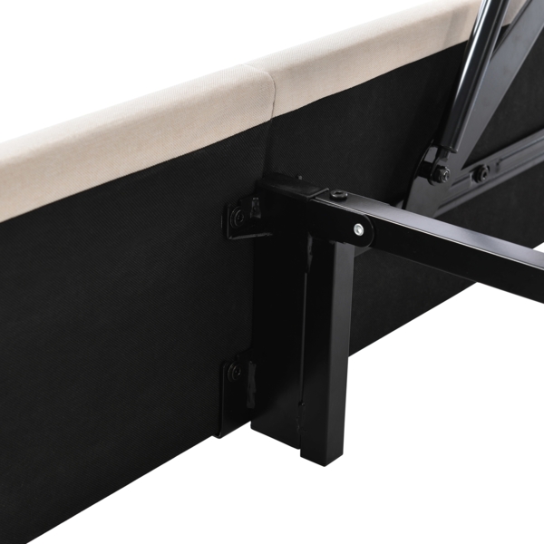 Polsterbett 140x200 cm mit Stauraum, Hydraulik-Bettkasten, gepolstertes Kopfteil, Leinenbezug Beige Bild 9
