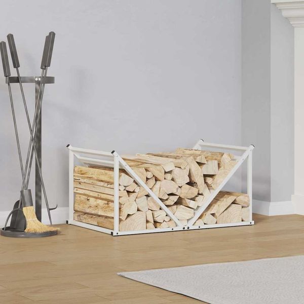 vidaXL Brennholzregal Weiß 70x43x34,5 cm Kaltgewalzter Stahl 864174