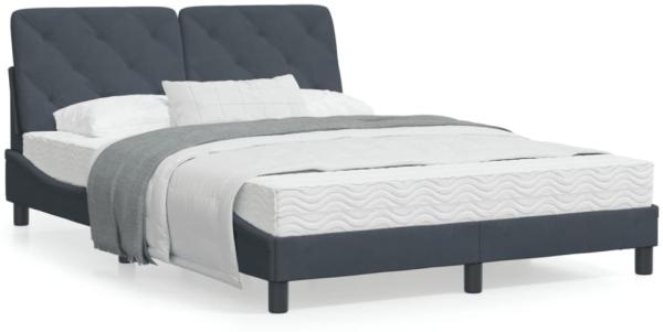 vidaXL Bett mit Matratze Dunkelgrau 140x190 cm Samt 3208653