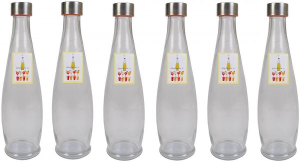 BURI 6x Glasflasche 1L mit Schraubdeckel Flasche Schraubverschluss Saft Most Flasche
