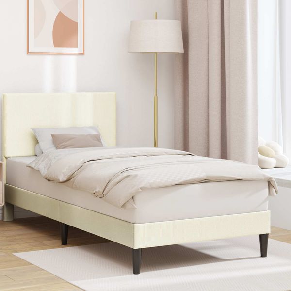 vidaXL Bettrahmen mit Kopfteil Creme 90x190 cm Cordstoff 42027710