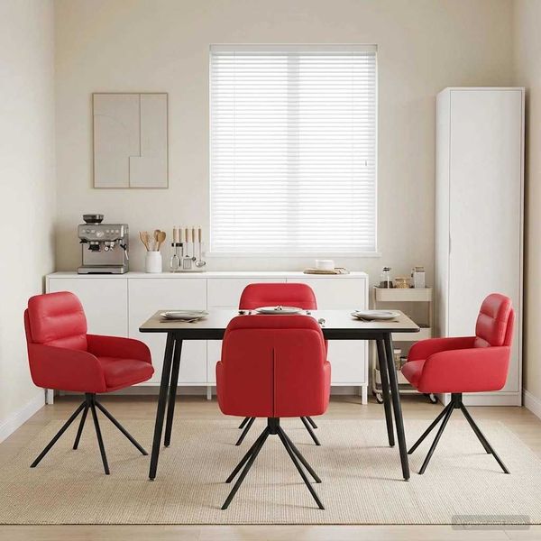 vidaXL Drehstuhl Esszimmer 4 pcs Kunstleder Rot 59 x 59,5 x 90 cm 3428261