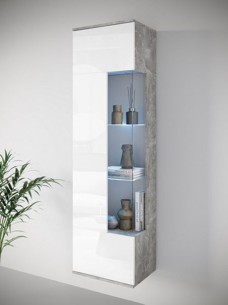 OTTO home Vitrine Kenia, stehend und hängend, Türanschlag wechselbar (1-St) Vitrineschrank mit Glastüren 160 cm Höhe