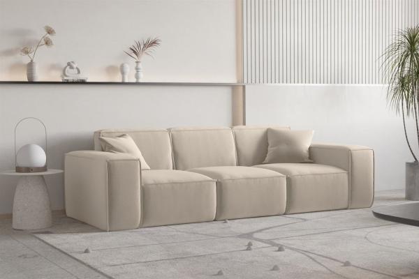 Sofa Designersofa CELES PREMIUM 3-Sitzer in Stoff Opera Velvet Beige