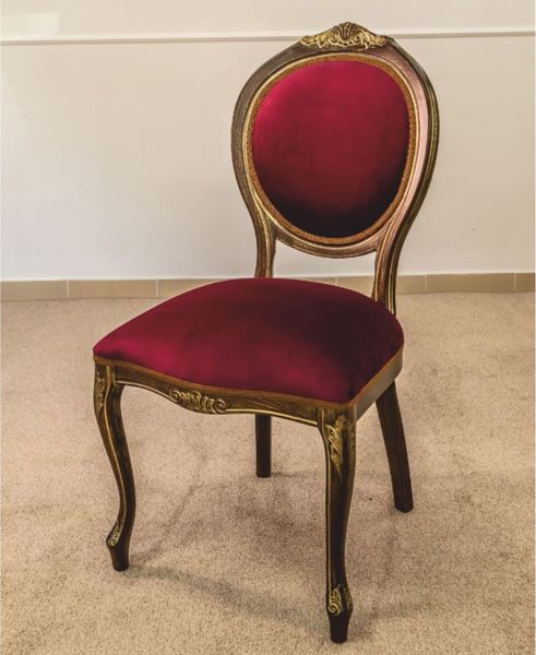 Casa Padrino Luxus Barock Esszimmer Stuhl Bordeauxrot / Braun / Gold H. 105 cm - Barock Möbel