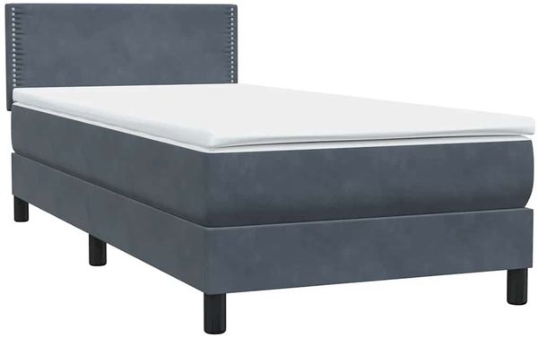 vidaXL Boxspringbett mit Matratze Dunkelgrau 90x220 cm Samt 3316144 Bild 4