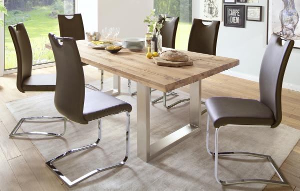 Esstisch Castello - Eiche gekälkt / Edelstahl Bild 3