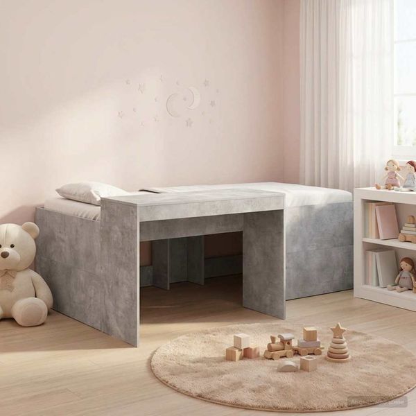 vidaXL Hochbett mit Schreibtisch für Kinder Betongrau 98,5 x 200 cm 3422662