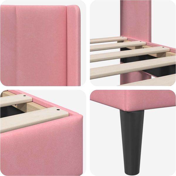 vidaXL Bettrahmen mit Kopfteil Rosa 90 x 200 cm Samt 42027482 Bild 7
