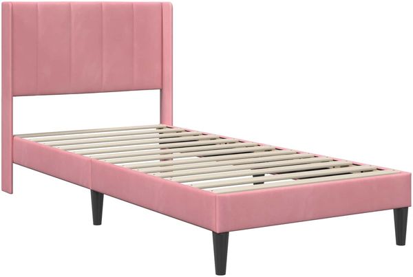 vidaXL Bettrahmen mit Kopfteil Rosa 90 x 200 cm Samt 42027482 Bild 3