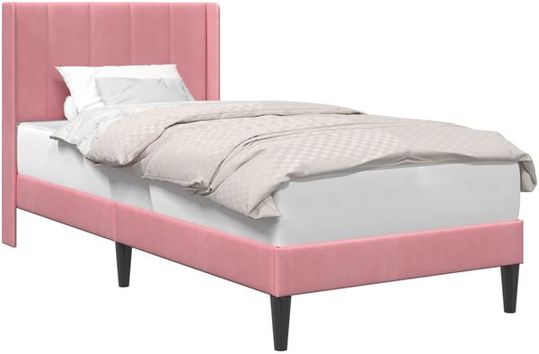 vidaXL Bettrahmen mit Kopfteil Rosa 90 x 200 cm Samt 42027482 Bild 2
