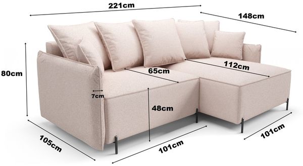Ecksofa Schlafsofa BETTO Stoff Now or Never Beige Ottomane Rechts Bild 4