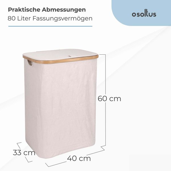 osoltus Wäschesortierer Nelson 1-Fach Wäschekorb Bambus beige 60 cm Bild 2