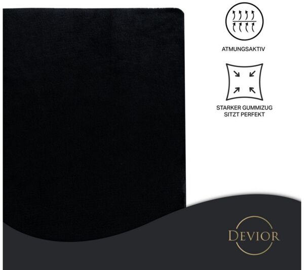 Devior Spannbettlaken aus 100% Nicki-Plüsch mit Cashmere-Touch, 190 g/m² mit Einlaufschutz, Nicki, Gummizug: Rundumgummizug, für Boxspringmatratze bis 32cm - Spannbettlaken 180 x 200 cm kuschelig