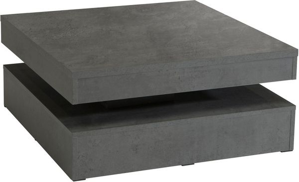 Couchtisch TURN Platte drehbar 78 x 78 cm Betonoptik dunkelgrau, Forte