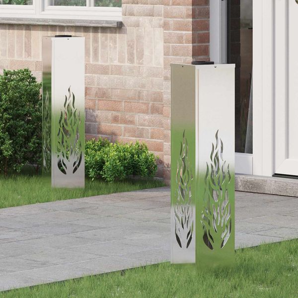 vidaXL Solar LED Weg Licht 2 pcs Silber Edelstahl 879804