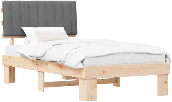 vidaXL Bettgestell mit gepolstertem Kopfteil Hellgrau 100x200 cm 877509 Bild 1