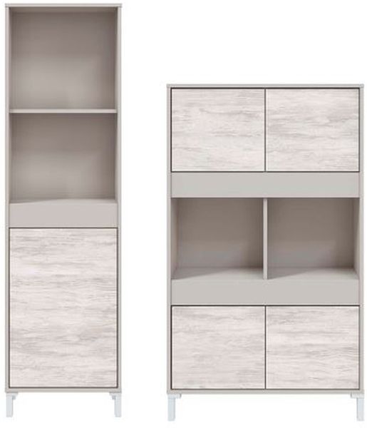 Wohnzimmer-Set >VANYA< (2-tlg.) in Kaschmir / Velho Weiß - 78x134x33 (BxHxT)
