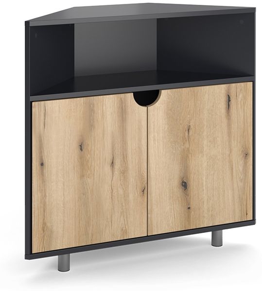 Eckschrank Inaro Anthrazit/Eiche 79 x 76 cm mit 3 Fächern Vicco