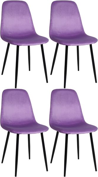 Esszimmerstühle 4er Set MOVI - Lila Samt, Metall 88x44x51cm Strapazierfähiger & pflegeleichter Bezug Esszimmerstuhl Stuhl Esszimmer Küchenstühle Wohnzimmerstühle