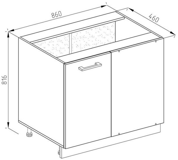 Eckunterschrank R-Line Goldkraft Eiche 86 cm ohne Arbeitsplatte Vicco Bild 2