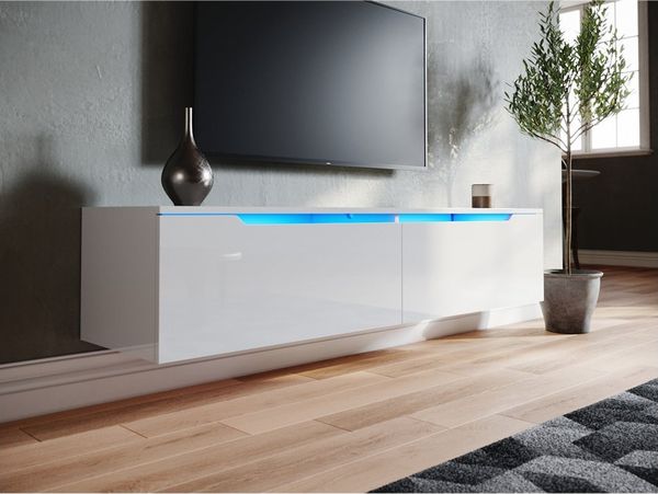 SONNI Lowboard TV Schrank Hochglanz mit LED-Beleuchtung hängend/stehend Lowboard, 140cm