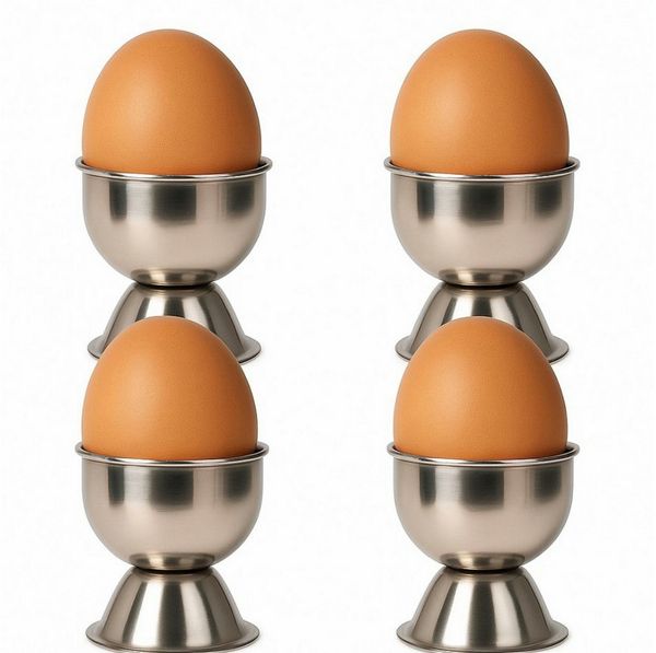 Koopman Eierbecher Hochkant Ø 4,5 cm Edelstahl 4 er Set, (4-tlg), Edelstahl, Rostfrei, Klassisch, Langlebig, Silberfarbend