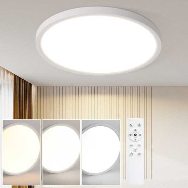 ZMH Deckenlampe LED Deckenleuchte Flach - Ø30cm Badezimmerlampe Badezimmer Dimmbar Rhombenplatte Küchenlampe Rund Schlafzimmerlampe Weiß 24W Flurlampe Badlampe für Bad Küche Flur Schlafzimmer