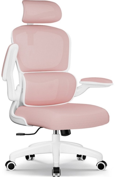 Homimaster Bürostuhl Bürostuhl, Schreibtischstuhl Ergonomisch mit Klappbaren Armlehnen (Bürostuhl mit Verstellbarer Kopfstütze, 90° Klappbare Armlehnen und Lendenwirbelstütze, Höhenverstellbarer Chefsessel aus Mesh), Bürostuhl mit maximaler Neigung von... Bild 5