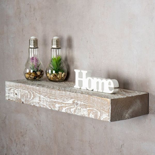 Levandeo® Wandregal, levandeo Wandregal Holz Massiv 60x20cm Shabby Chic Wandboard Regal