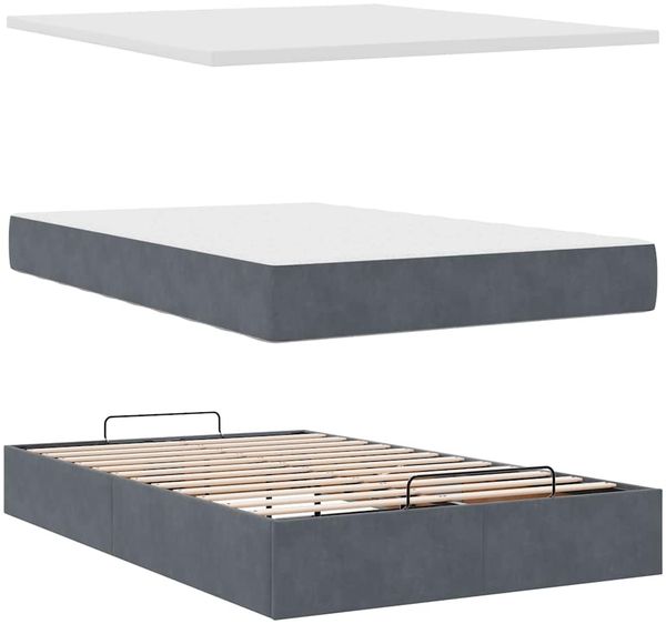 vidaXL Ottomane Bett mit Matratze & LEDs Dunkelgrau 120x190 cm Samt 3312609 Bild 9
