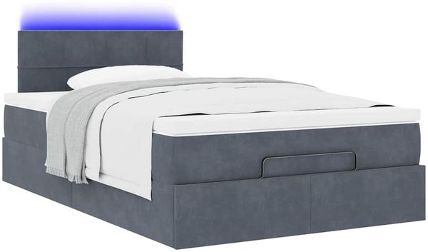 vidaXL Ottomane Bett mit Matratze & LEDs Dunkelgrau 120x190 cm Samt 3312609 Bild 6
