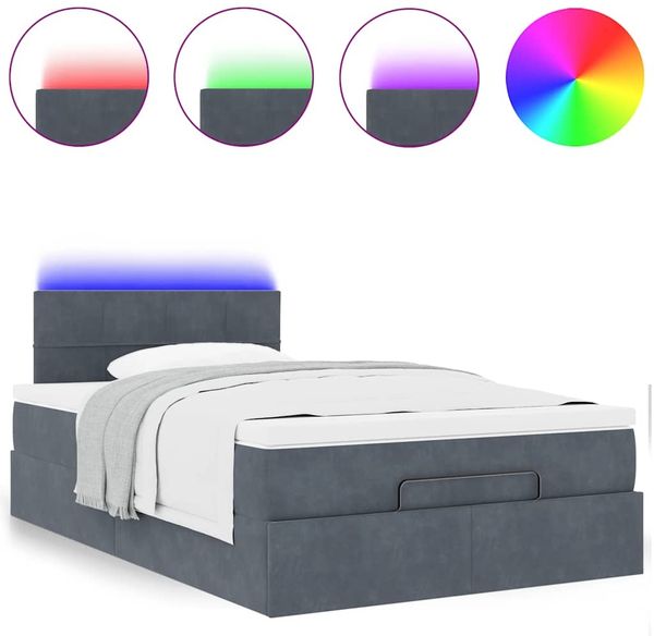 vidaXL Ottomane Bett mit Matratze & LEDs Dunkelgrau 120x190 cm Samt 3312609 Bild 5
