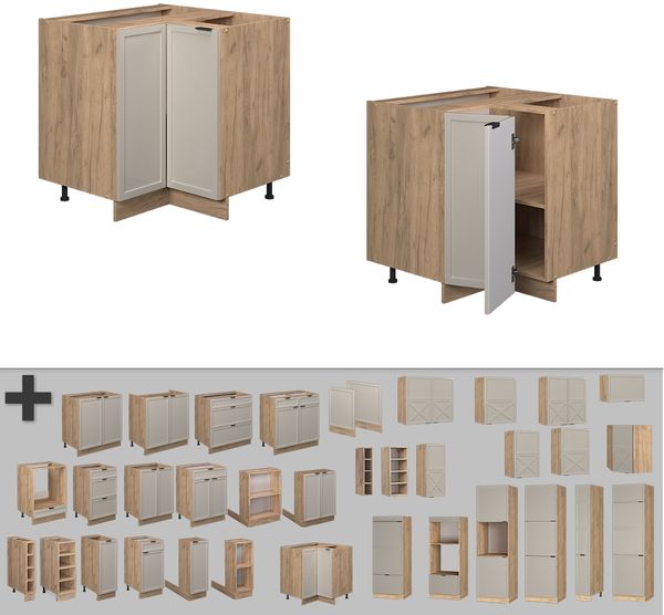 Eckunterschrank Fame-Line GrauBeige 80.5 cm ohne Arbeitsplatte Vicco Bild 5