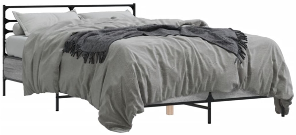 vidaXL Bettgestell Grau Sonoma 120x190 cm Holzwerkstoff und Metall 3280070